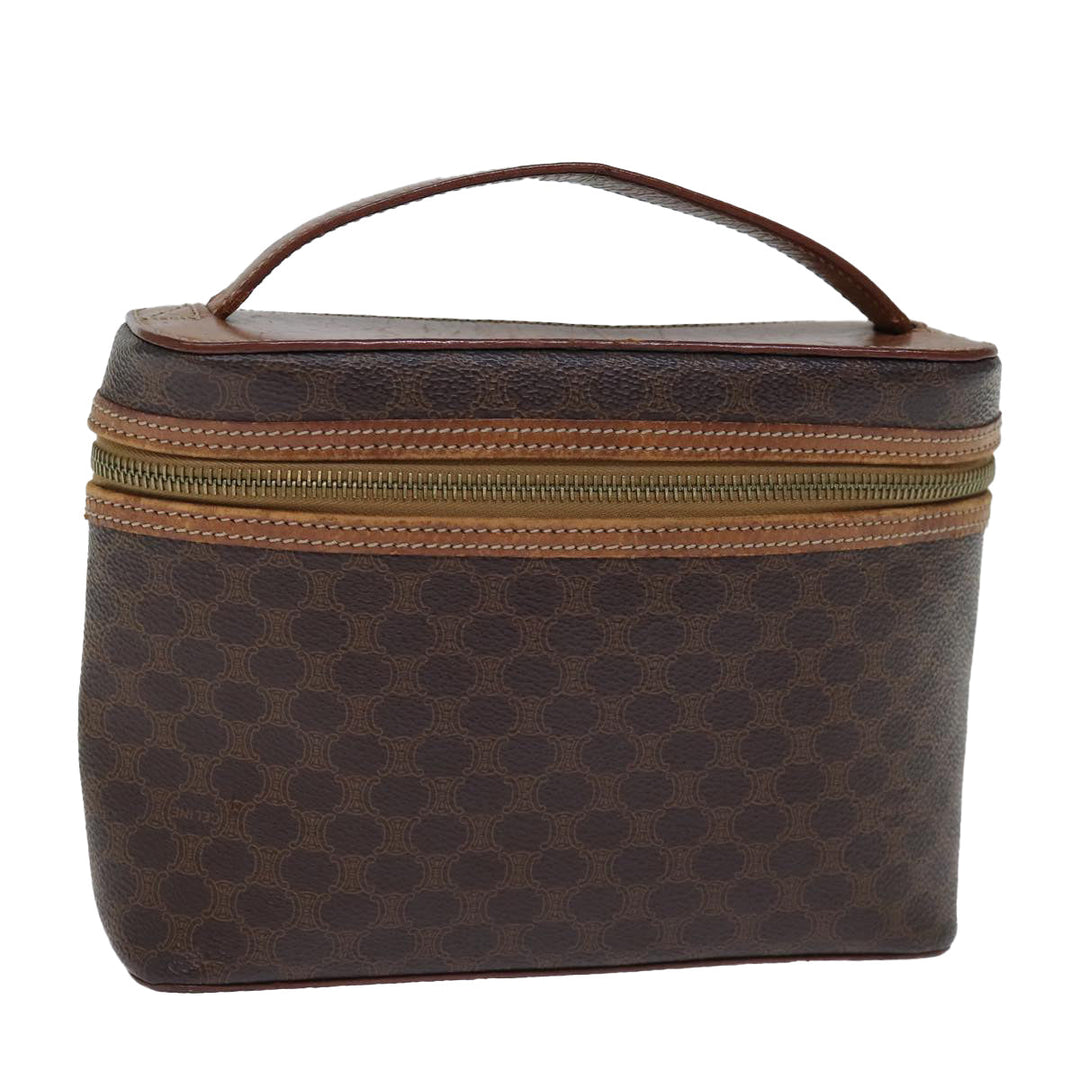 Celine Macadam Canvas Vanity Hand Bag PVC Brown Auth ki4460
