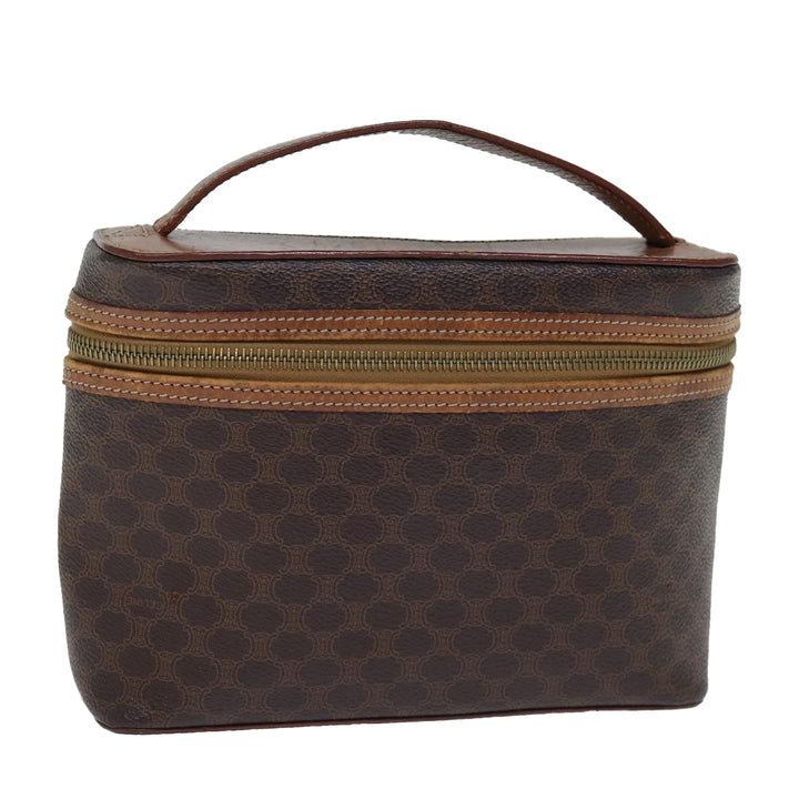 Celine Macadam Canvas Vanity Hand Bag PVC Brown Auth ki4460