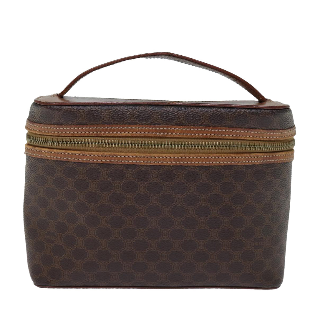 Celine Macadam Canvas Vanity Hand Bag PVC Brown Auth ki4460