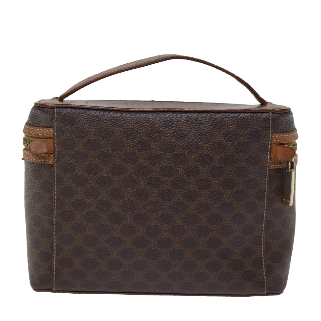 Celine Macadam Canvas Vanity Hand Bag PVC Brown Auth ki4460
