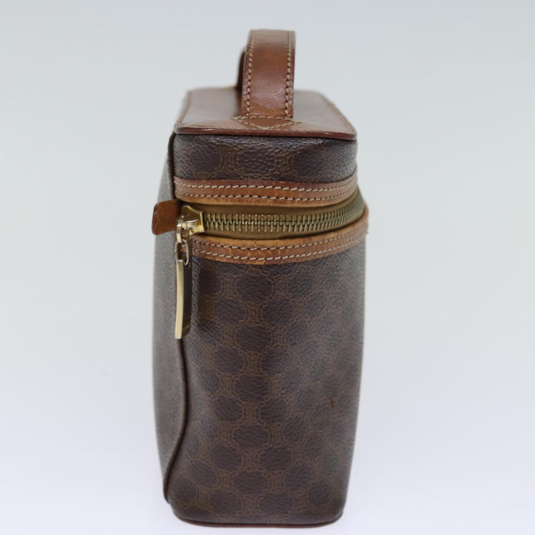 Celine Macadam Canvas Vanity Hand Bag PVC Brown Auth ki4460