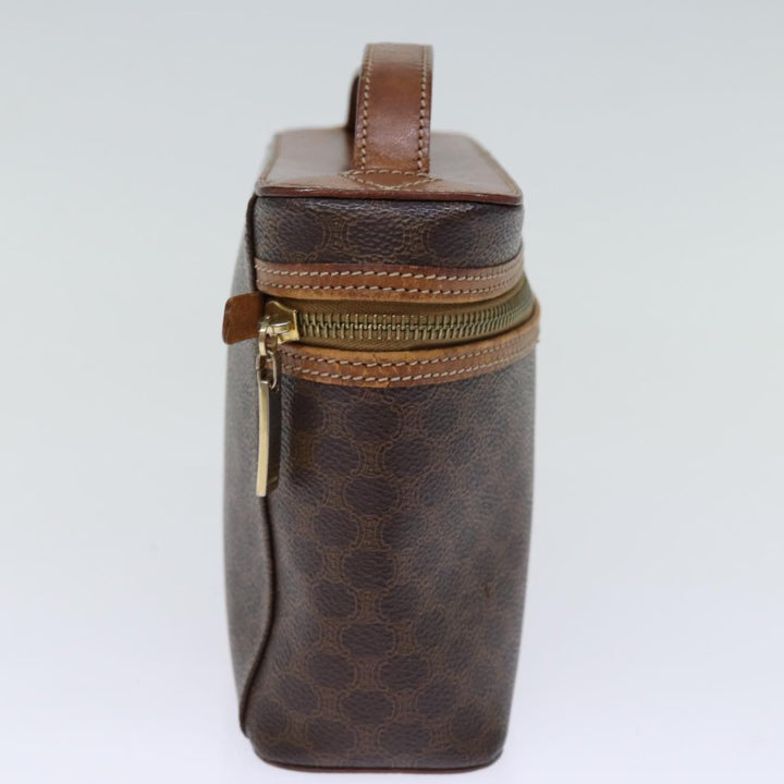 Celine Macadam Canvas Vanity Hand Bag PVC Brown Auth ki4460