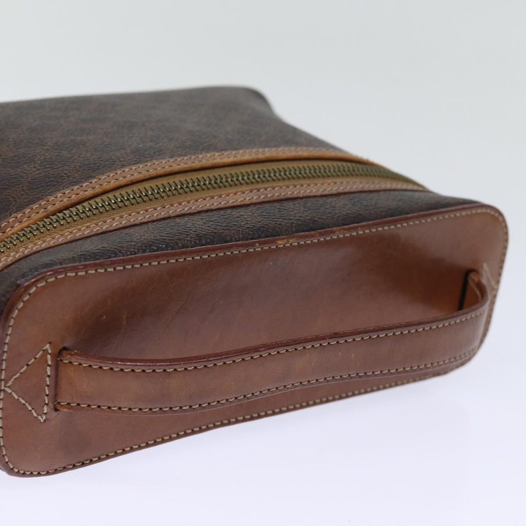 Celine Macadam Canvas Vanity Hand Bag PVC Brown Auth ki4460