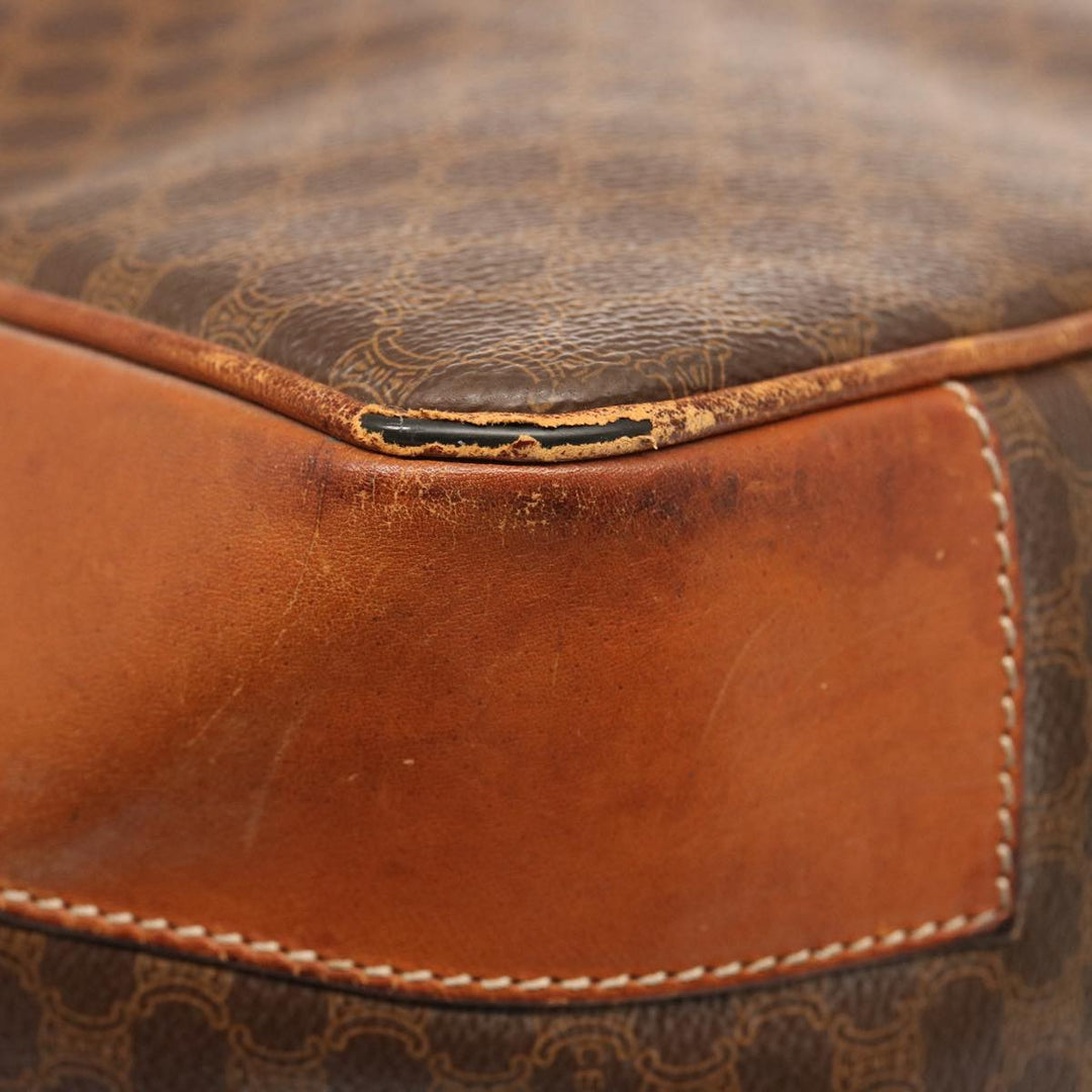 Celine Macadam Canvas Boston Bag PVC Brown Auth ki4461