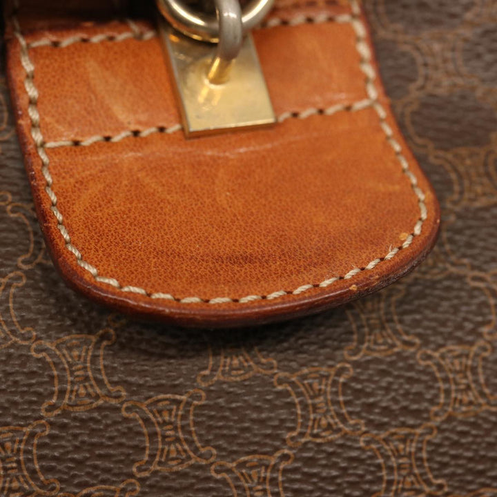 Celine Macadam Canvas Boston Bag PVC Brown Auth ki4461