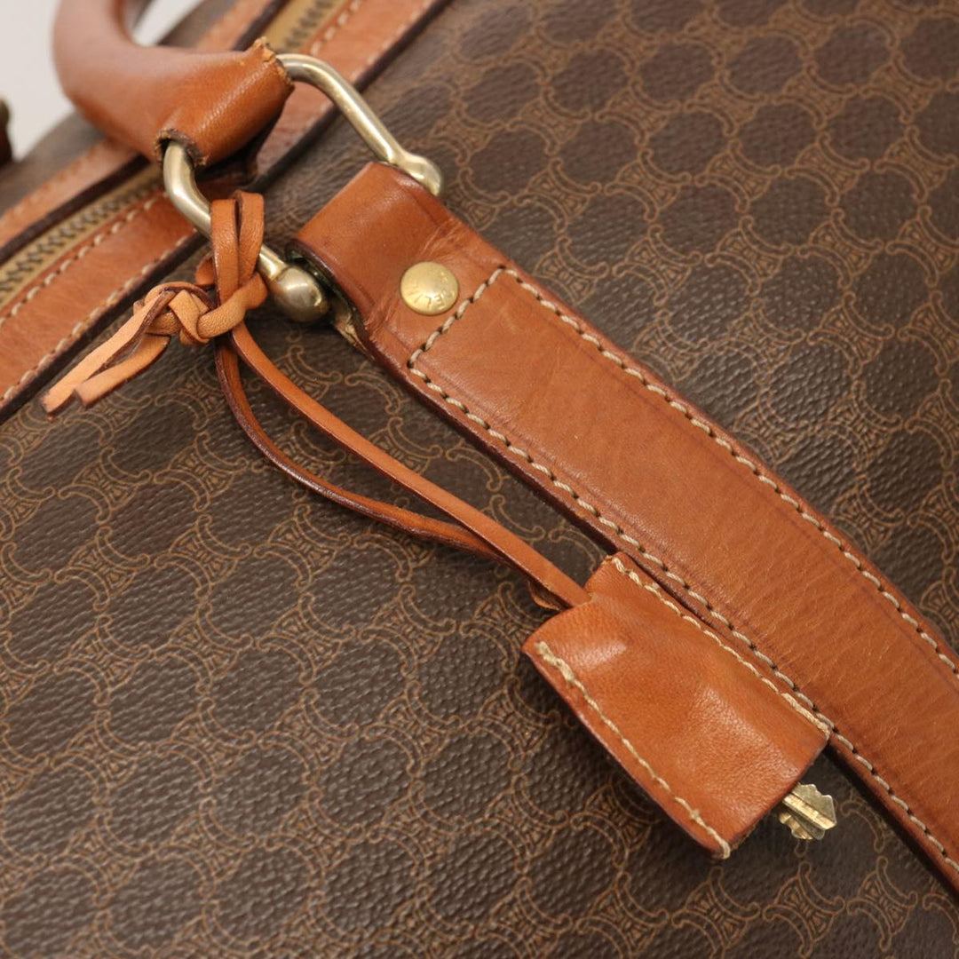 Celine Macadam Canvas Boston Bag PVC Brown Auth ki4461