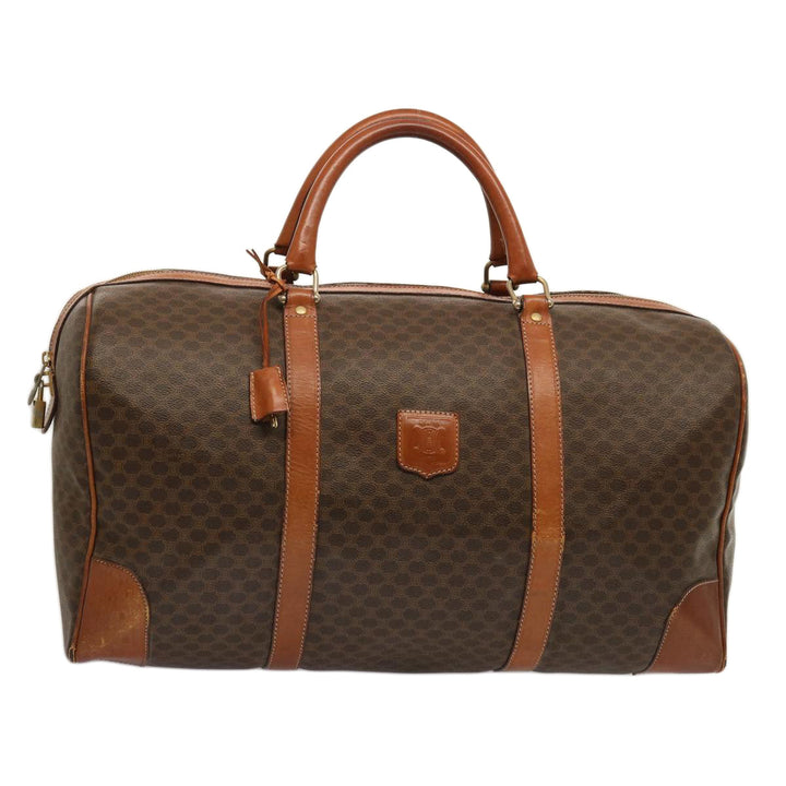 Celine Macadam Canvas Boston Bag PVC Brown Auth ki4461