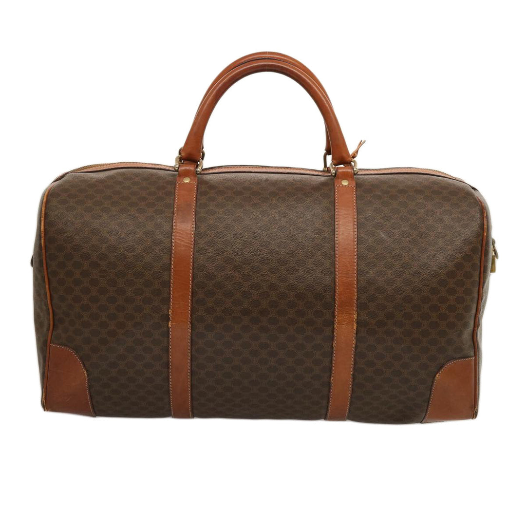 Celine Macadam Canvas Boston Bag PVC Brown Auth ki4461