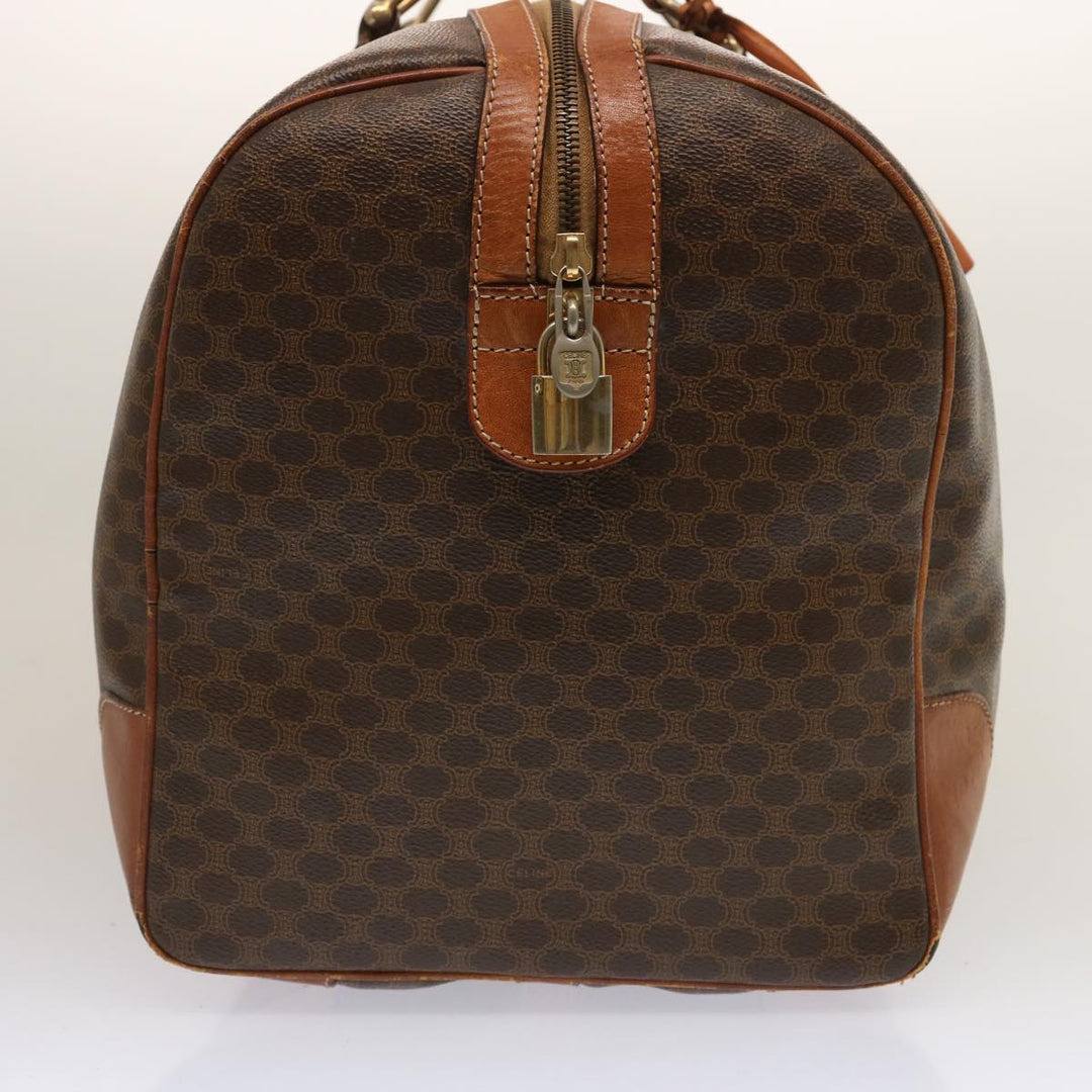 Celine Macadam Canvas Boston Bag PVC Brown Auth ki4461