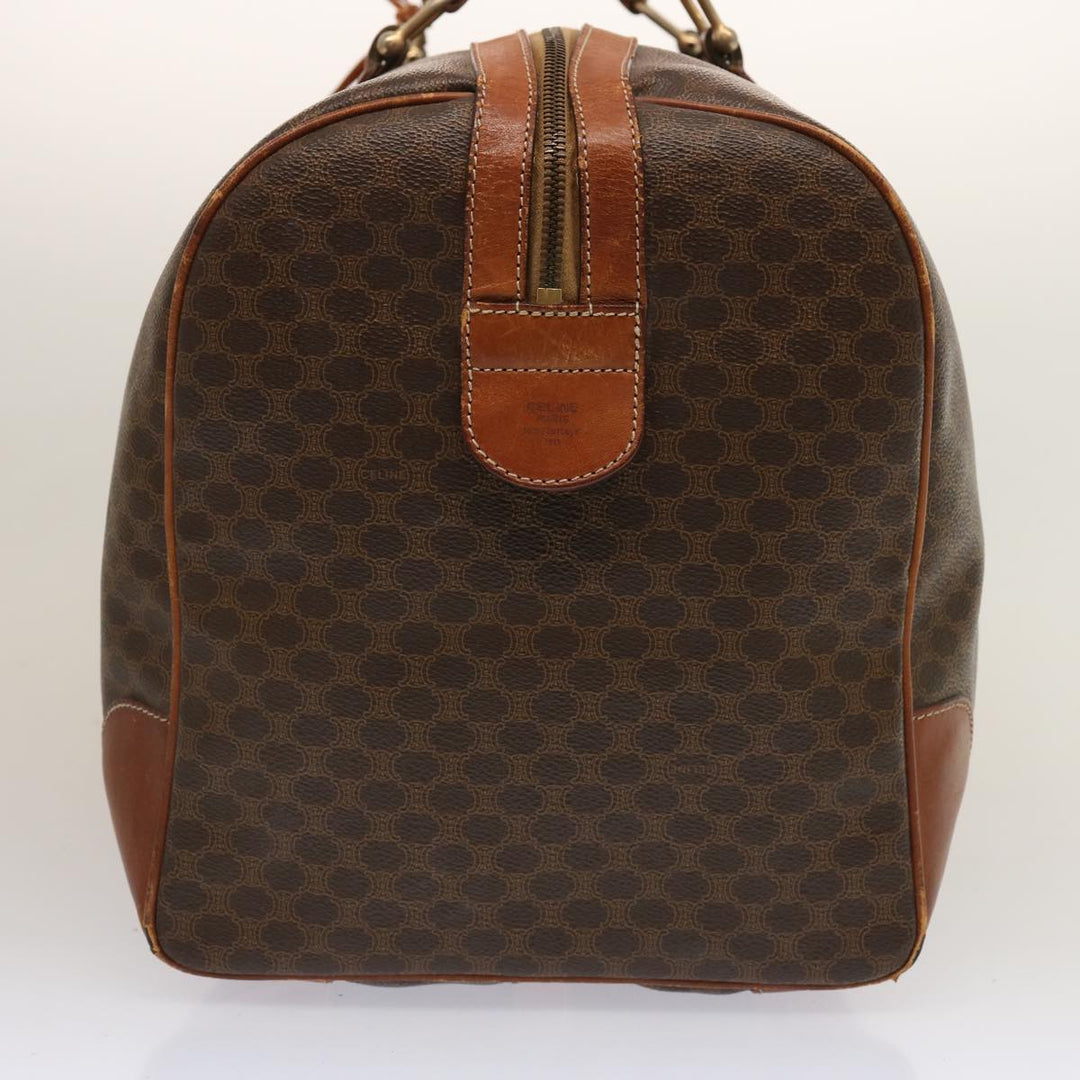Celine Macadam Canvas Boston Bag PVC Brown Auth ki4461