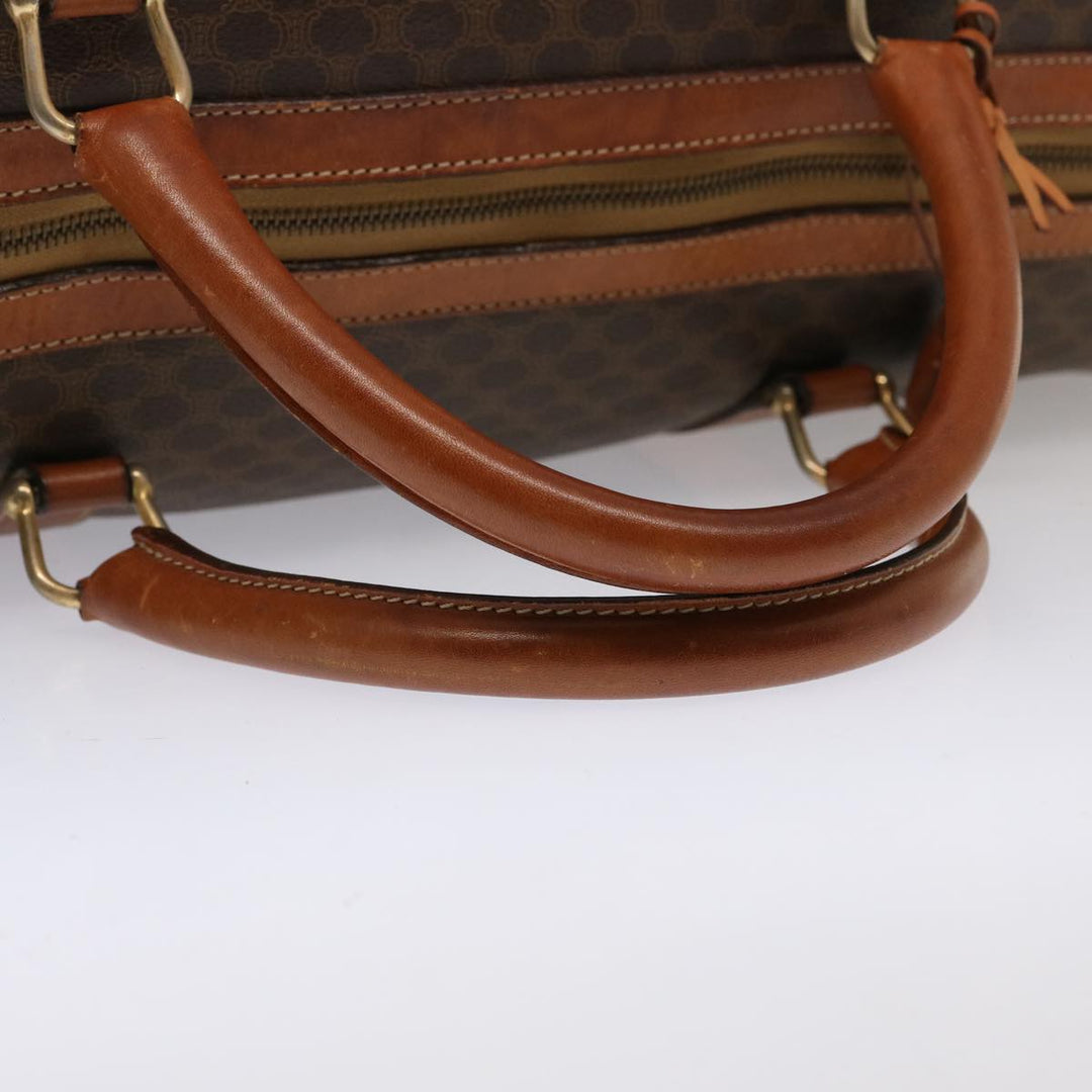 Celine Macadam Canvas Boston Bag PVC Brown Auth ki4461