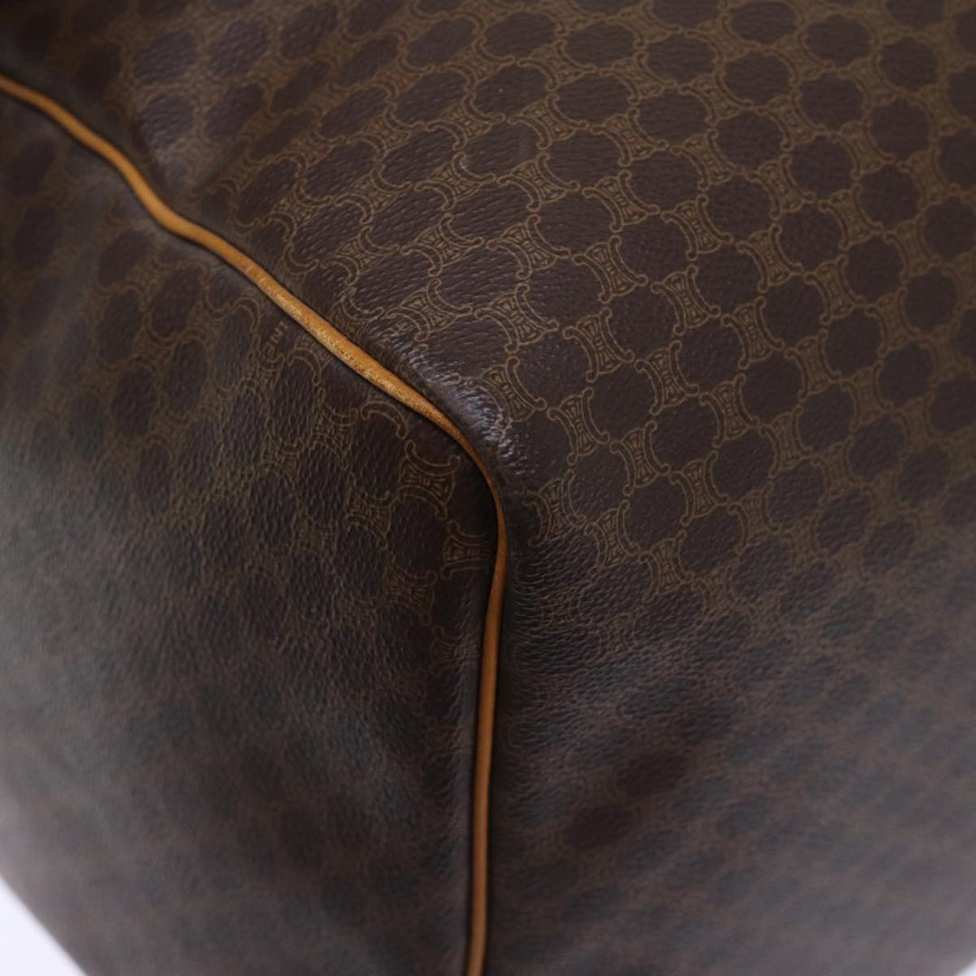 Celine Macadam Canvas Boston Bag PVC Brown Auth ki4462