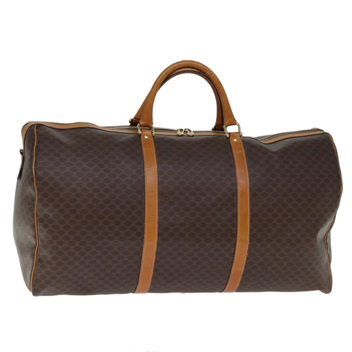 Celine Macadam Canvas Boston Bag PVC Brown Auth ki4462