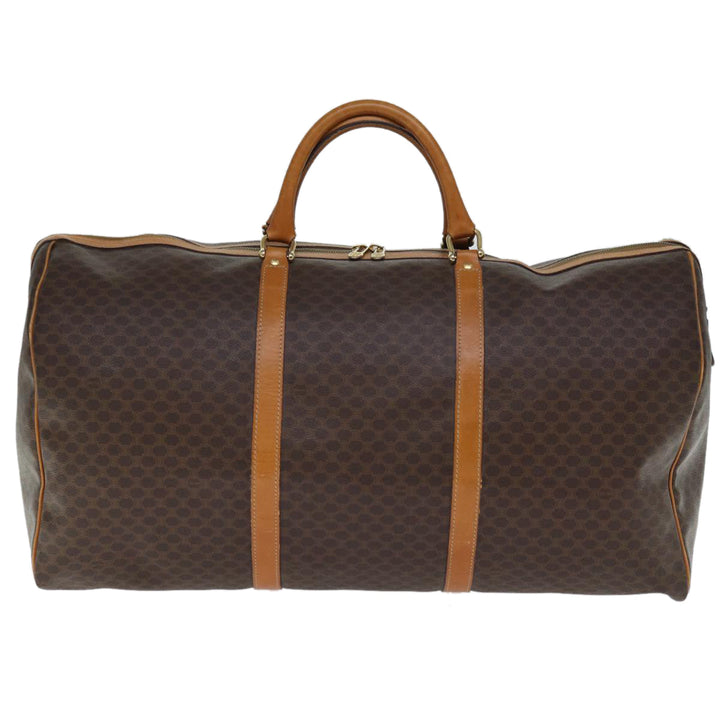 Celine Macadam Canvas Boston Bag PVC Brown Auth ki4462