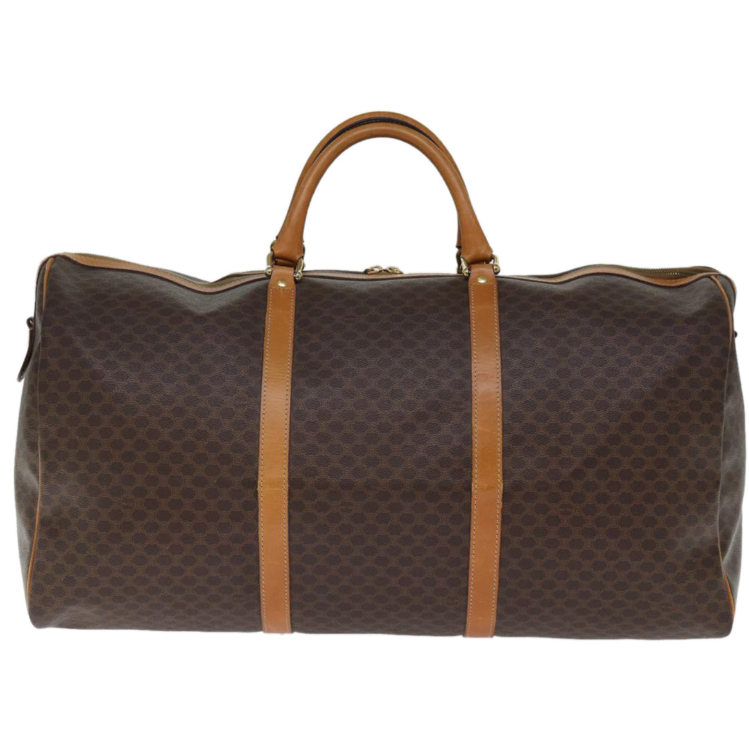 Celine Macadam Canvas Boston Bag PVC Brown Auth ki4462