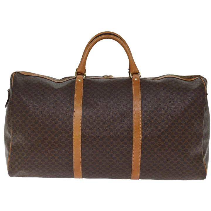 Celine Macadam Canvas Boston Bag PVC Brown Auth ki4462