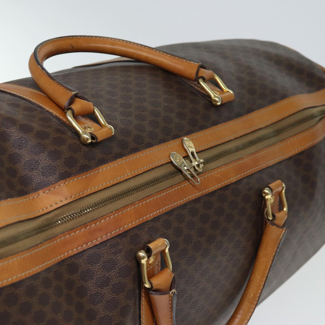 Celine Macadam Canvas Boston Bag PVC Brown Auth ki4462