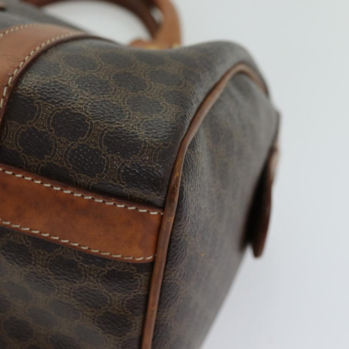 Celine Macadam Canvas Boston Bag PVC Brown Auth ki4503