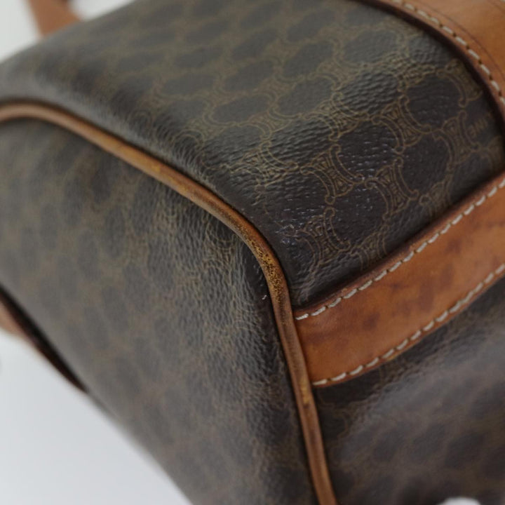 Celine Macadam Canvas Boston Bag PVC Brown Auth ki4503