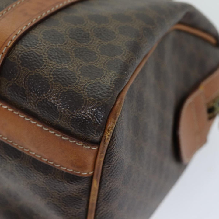 Celine Macadam Canvas Boston Bag PVC Brown Auth ki4503