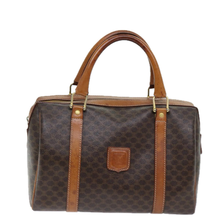 Celine Macadam Canvas Boston Bag PVC Brown Auth ki4503