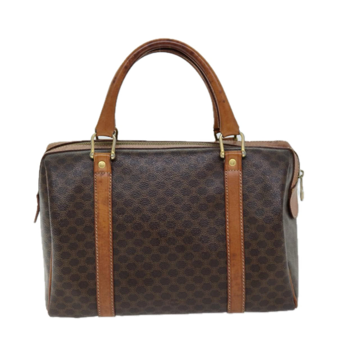 Celine Macadam Canvas Boston Bag PVC Brown Auth ki4503