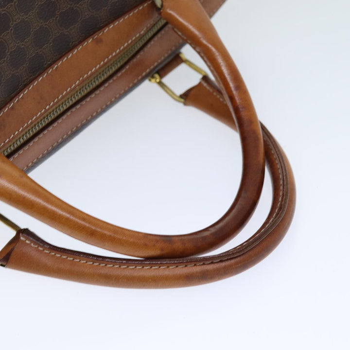 Celine Macadam Canvas Boston Bag PVC Brown Auth ki4503