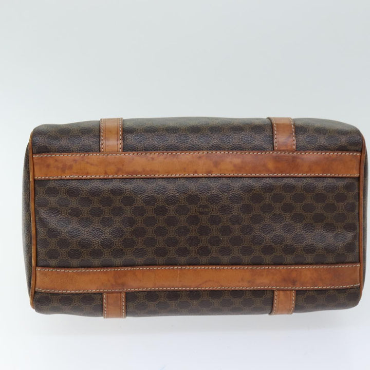 Celine Macadam Canvas Boston Bag PVC Brown Auth ki4503