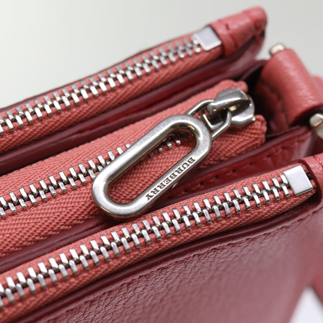 Burberry Shoulder Bag Leather Pink Auth ki4506