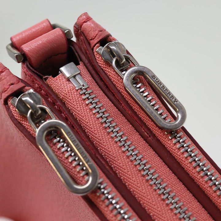 Burberry Shoulder Bag Leather Pink Auth ki4506