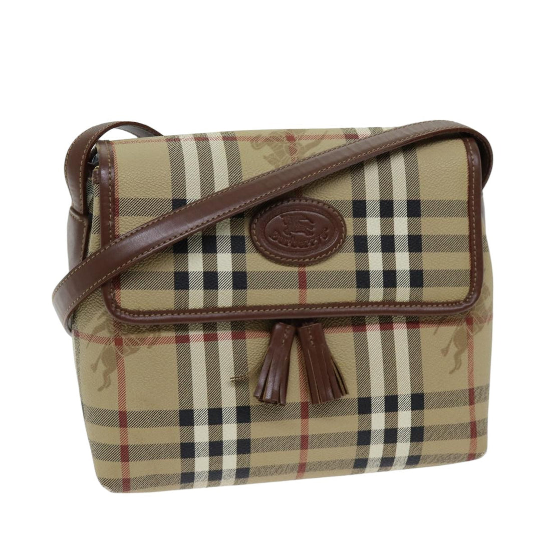 BurberrySs Nova Check Shoulder Bag PVC Leather Auth ki4534