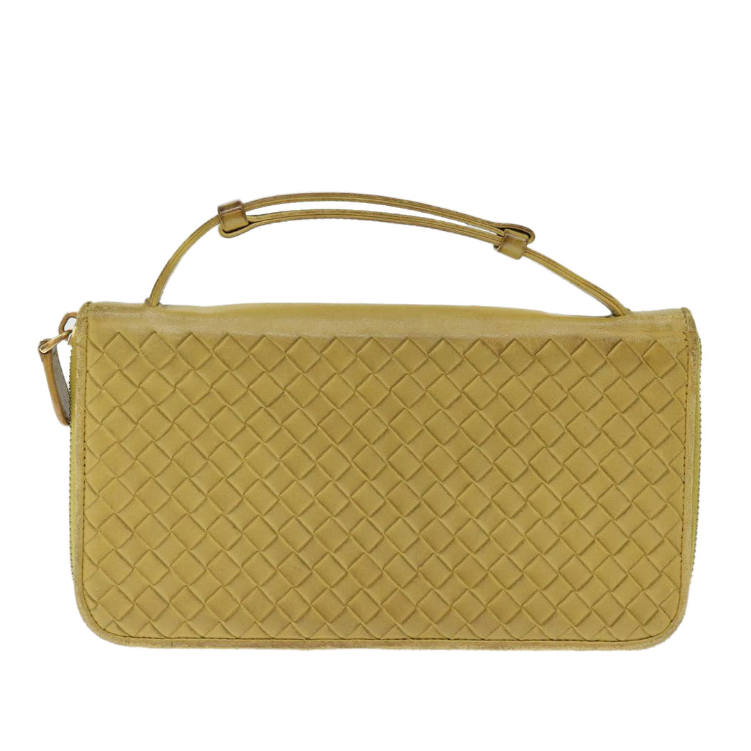 Bottega veneta INTRECCIATO Organizer Wallet Leather Yellow Auth ki4541