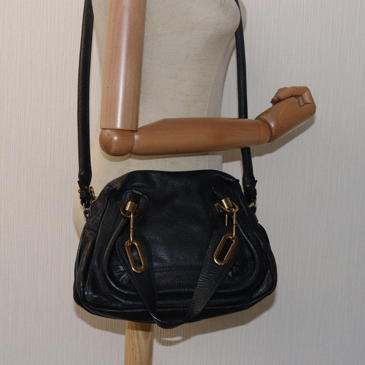 Chloe Mini Paraty Hand Bag Leather 2way Black 02 15 50 65 ki4561
