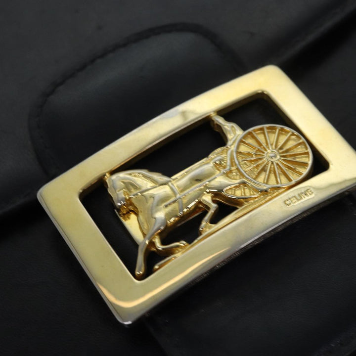 Celine Horse Carriage Shoulder Bag Leather Black  ki4569