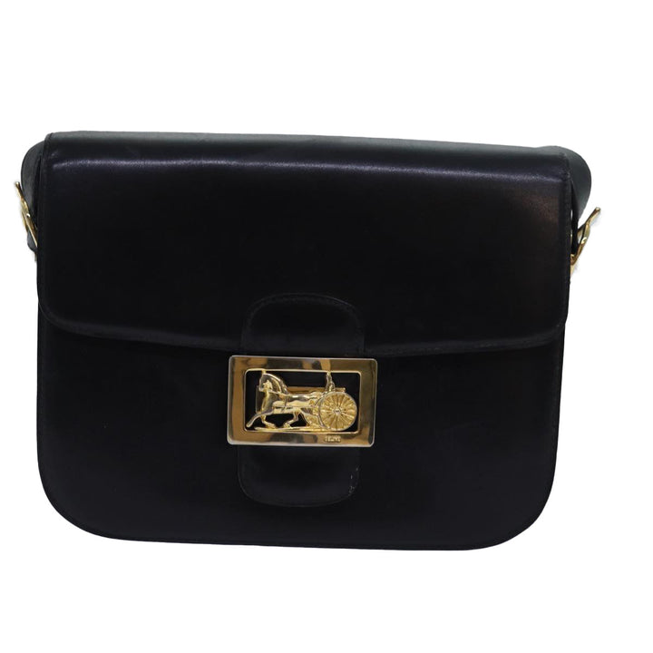Celine Horse Carriage Shoulder Bag Leather Black  ki4569