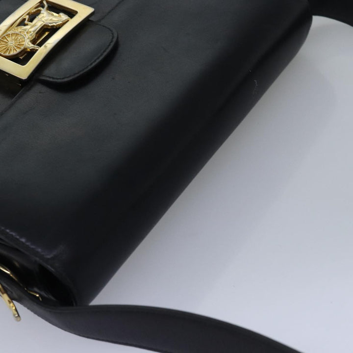 Celine Horse Carriage Shoulder Bag Leather Black  ki4569