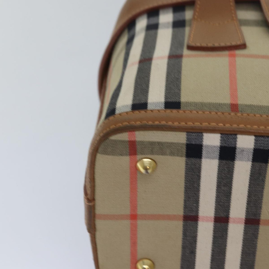 BurberrySs Nova Check Hand Bag Canvas Beige Auth ki4571