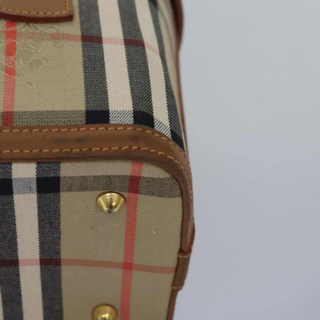 BurberrySs Nova Check Hand Bag Canvas Beige Auth ki4571