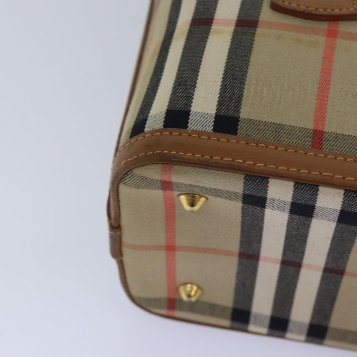 BurberrySs Nova Check Hand Bag Canvas Beige Auth ki4571