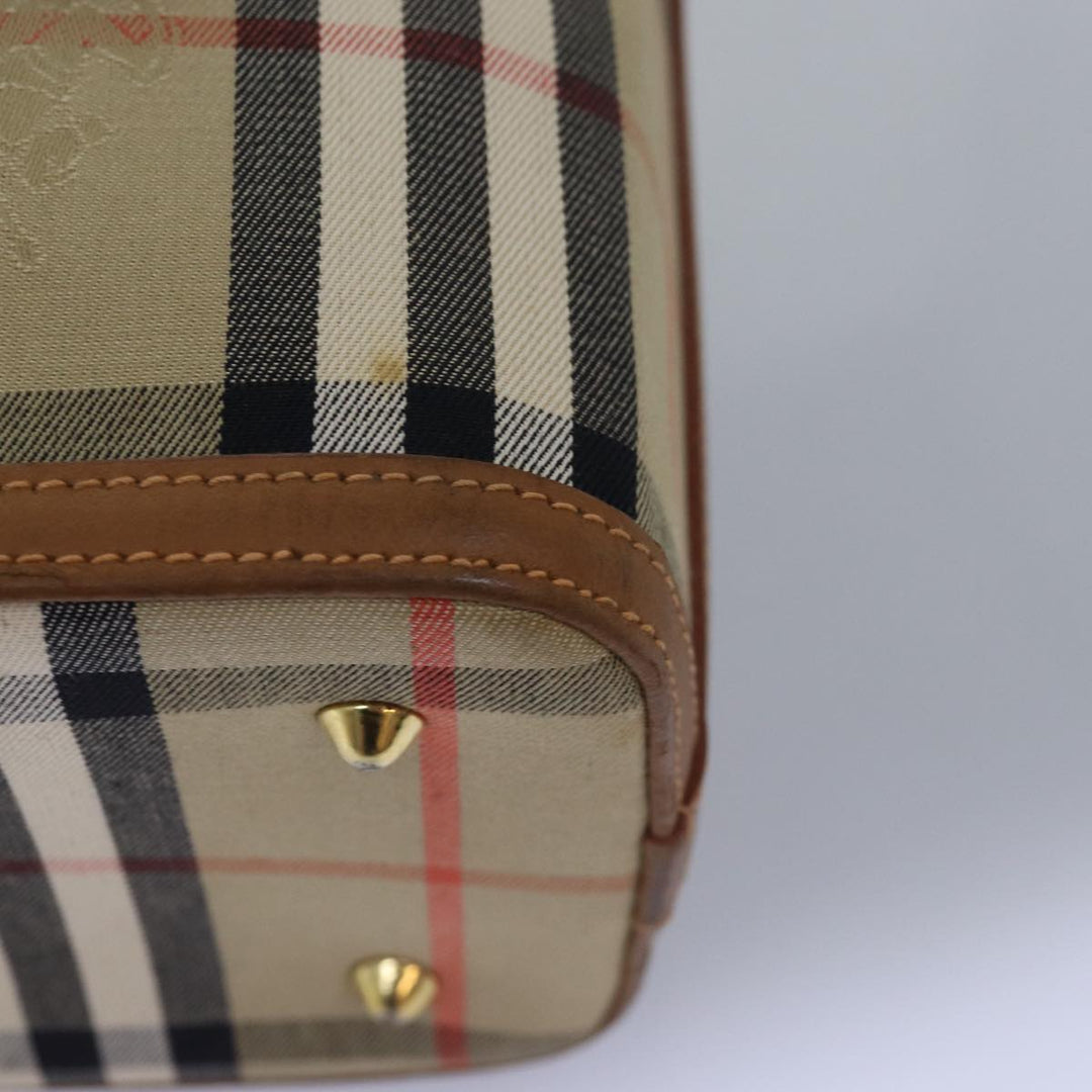 BurberrySs Nova Check Hand Bag Canvas Beige Auth ki4571