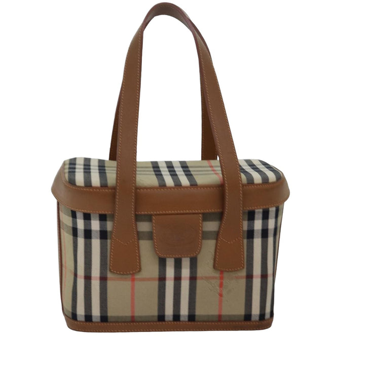 BurberrySs Nova Check Hand Bag Canvas Beige Auth ki4571