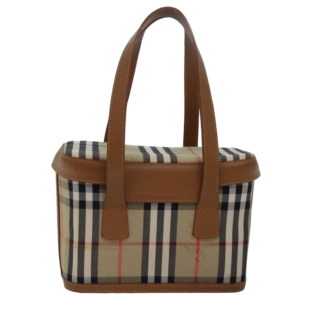 BurberrySs Nova Check Hand Bag Canvas Beige Auth ki4571