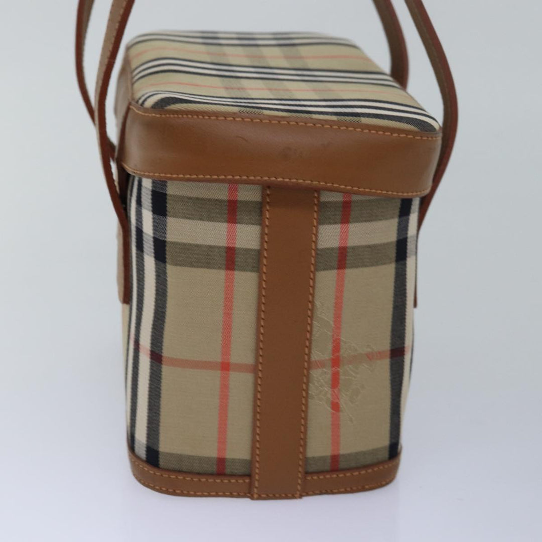 BurberrySs Nova Check Hand Bag Canvas Beige Auth ki4571