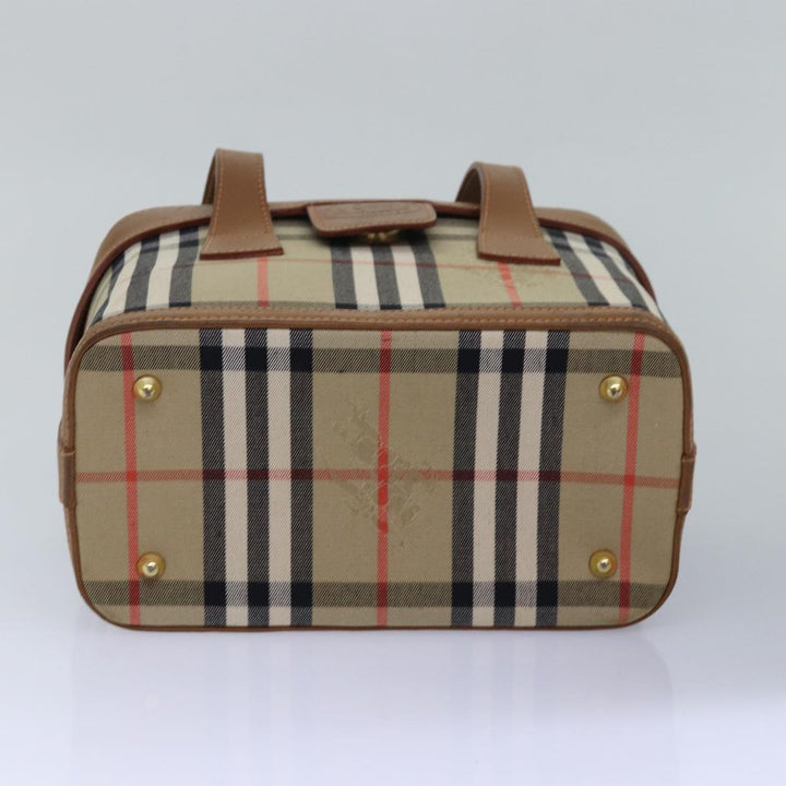 BurberrySs Nova Check Hand Bag Canvas Beige Auth ki4571