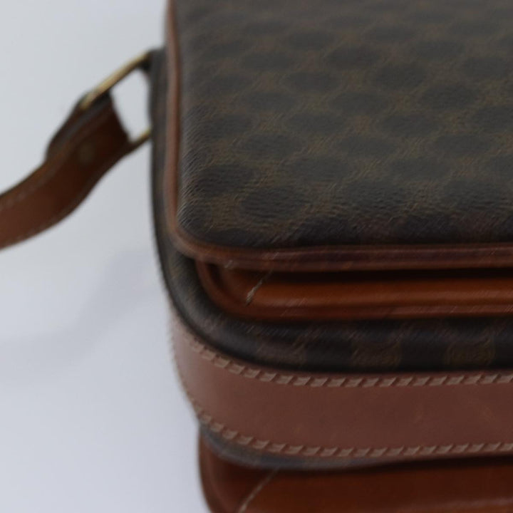 Celine Macadam Canvas Shoulder Bag PVC Leather Brown Auth ki4579