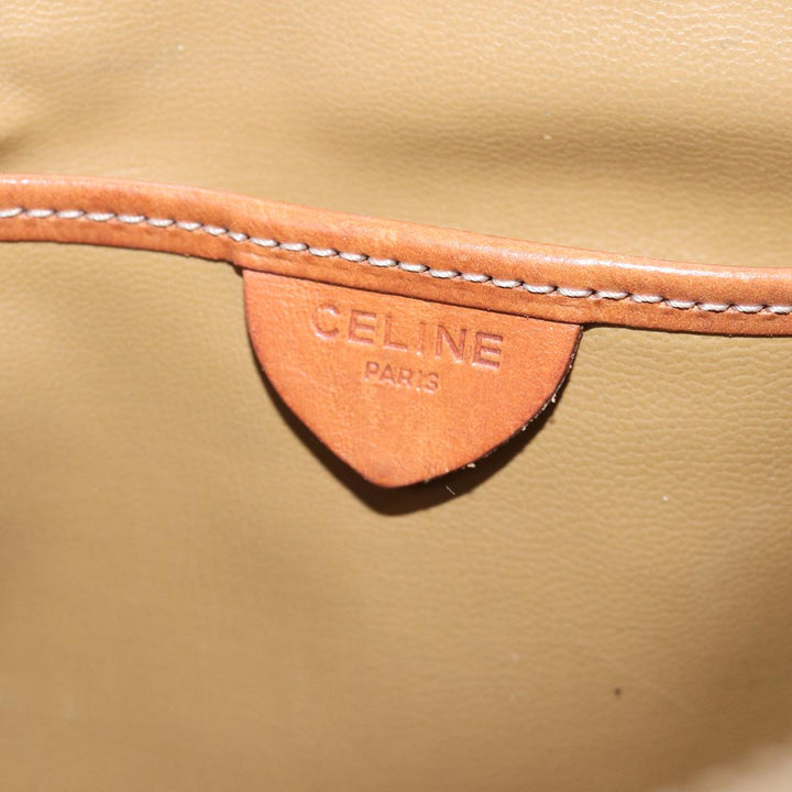 Celine Macadam Canvas Shoulder Bag PVC Leather Brown Auth ki4579