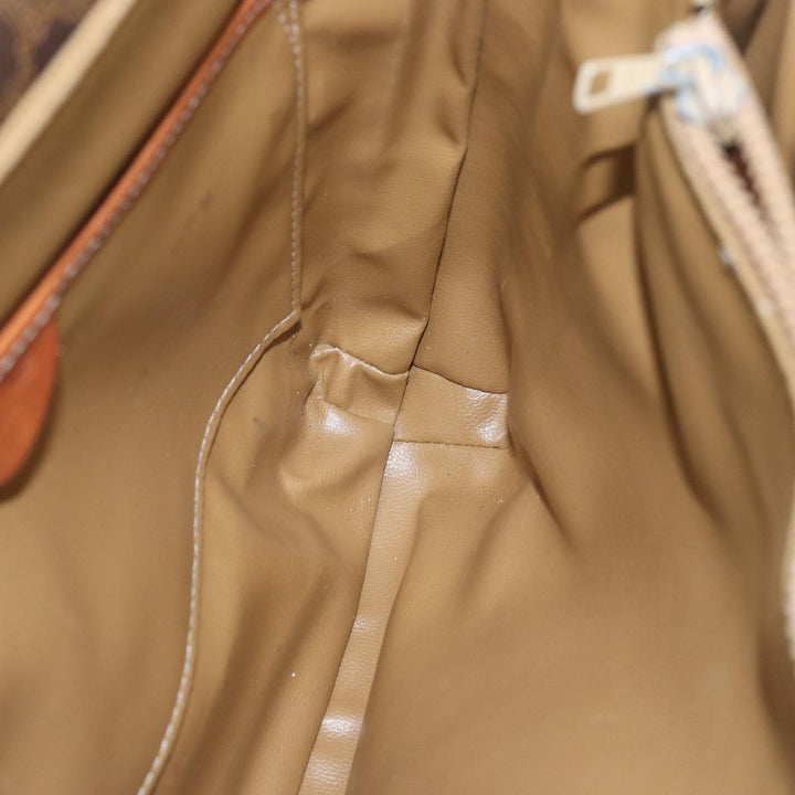 Celine Macadam Canvas Shoulder Bag PVC Leather Brown Auth ki4579