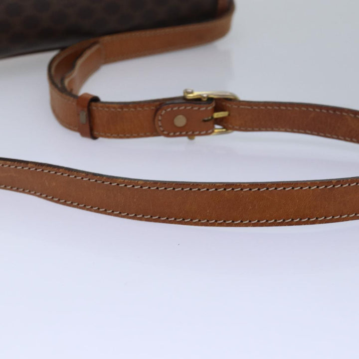 Celine Macadam Canvas Shoulder Bag PVC Leather Brown Auth ki4579