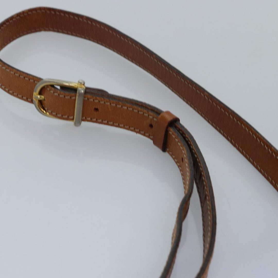Celine Macadam Canvas Shoulder Bag PVC Leather Brown Auth ki4579
