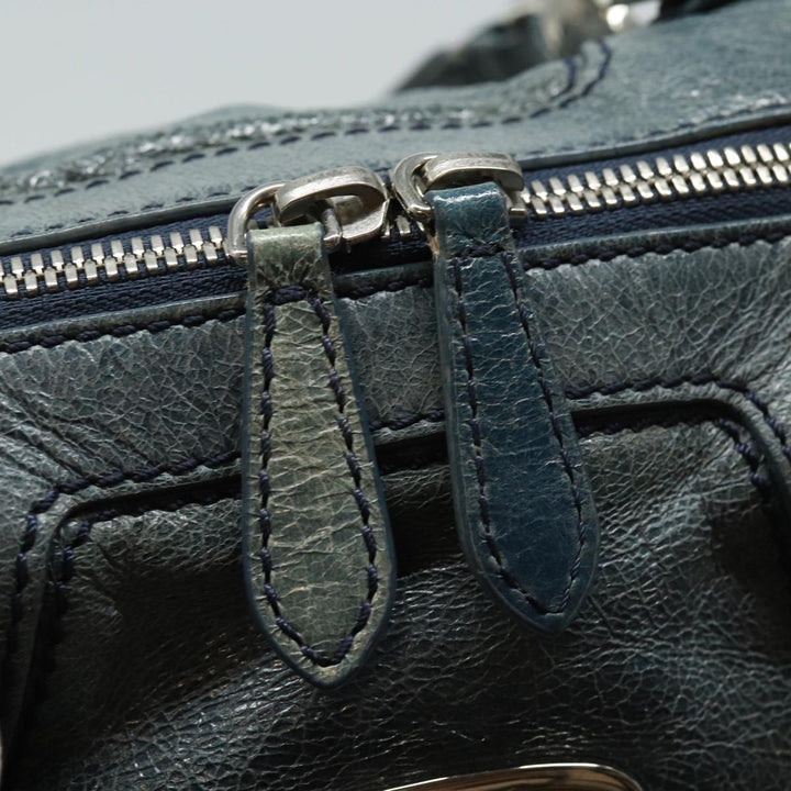 Celine Tote Bag Leather Blue Auth ki4598